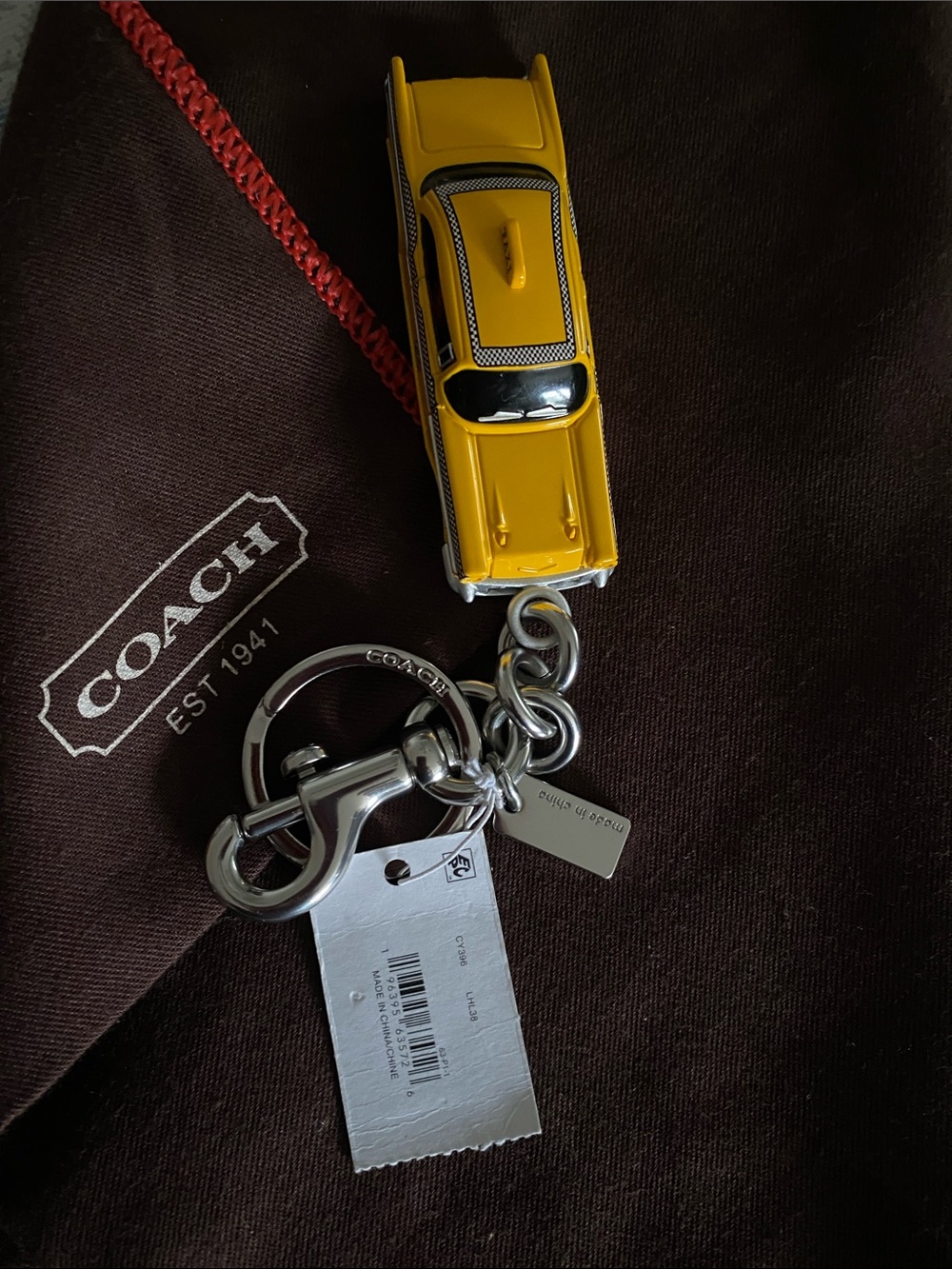 Coach Yellow Toy Car Key Charm with Silver Hardware